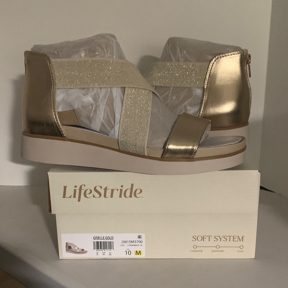 Life Stride Women's Giselle Metallic Gold Sandals
